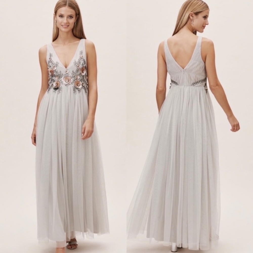 BHLDN Anthropologie Isabel Nymph Dress in Fog Size 2